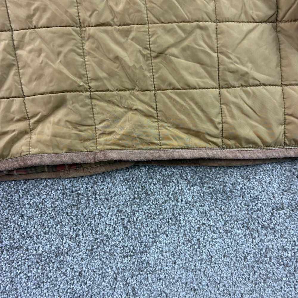 Polo Ralph Lauren Quilted Barn Jacket Womens L Green Corduroy Leather Equestrian - Picture 6 of 8